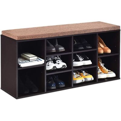 Costway Librería Banco Zapatero Para 10 Zapatos Con Asiento De Cojín Extraíble Estantería De Aglomerado Estante Multiusos Para Pasillo Entrada Dormitorio Salón (marrón Oscuro) Costway Librería Banco Zapatero Para 10 Zapatos Con Asiento De Cojín Extraíble Estantería De Aglomerado Estante Multiusos Para Pasillo Entrada Dormitorio Salón (marrón Oscuro)