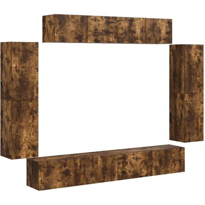 Mueble De Tv 8 Uds. Roble Ahumado Vidaxl Mueble De Tv 8 Uds. Roble Ahumado Vidaxl