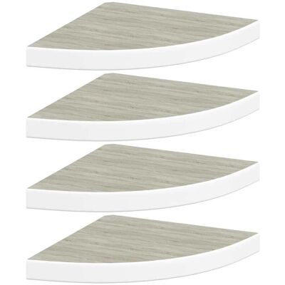 vidaXL 4x Estantes de esquina de pared roble y blanco MDF - Estante de pared vidaXL 4x Estantes de esquina de pared roble y blanco MDF - Estante de pared