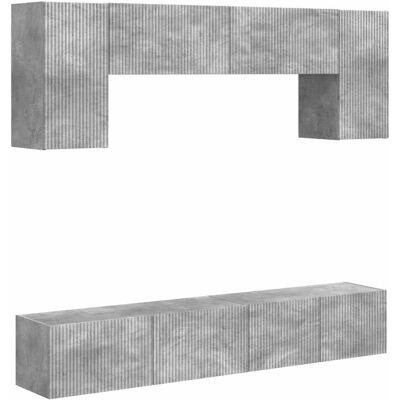Conjunto De Mueble De Tv 4 Uds. Gris Concreto Vidaxl Conjunto De Mueble De Tv 4 Uds. Gris Concreto Vidaxl