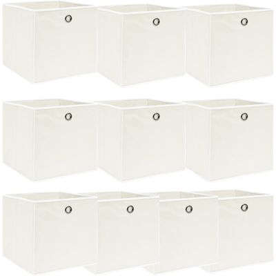 vidaXL 10x Cajas de almacenamiento blancas tela plegable organizadores de jardín vidaXL 10x Cajas de almacenamiento blancas tela plegable organizadores de jardín