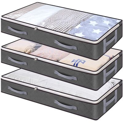 OEM Juego De 3 Bolsas De Almacenamiento Para Debajo De La Cama, 75 L, Plegables, De Gran Capacidad, Con Ventana Transparente, Asas Reforzadas, Organizador Con Cremallera, De Tela No Tejida Para Edredones, OEM Juego De 3 Bolsas De Almacenamiento Para Debajo De La Cama, 75 L, Plegables, De Gran Capacidad, Con Ventana Transparente, Asas Reforzadas, Organizador Con Cremallera, De Tela No Tejida Para Edredones,