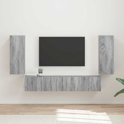 Conjunto De Mueble Para Tv De Pared 4 Uds. Gris Sonoma Vidaxl Conjunto De Mueble Para Tv De Pared 4 Uds. Gris Sonoma Vidaxl