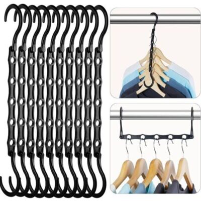 OEM Juego De 10 Perchas Mágicas, Organizador De Armario, Almacenamiento De Ropa, Ahorro De Espacio En Armarios, Negro - Crezuo OEM Juego De 10 Perchas Mágicas, Organizador De Armario, Almacenamiento De Ropa, Ahorro De Espacio En Armarios, Negro - Crezuo