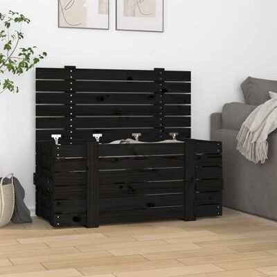 Vidaxl Caja De Almacenaje Madera Maciza De Pino Negro 91x40,5x42 Cm Vidaxl Caja De Almacenaje Madera Maciza De Pino Negro 91x40,5x42 Cm