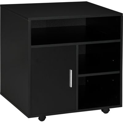 TREETALK Soporte Para Impresora, Organizador De Escritorio, Armario Con 3 Estantes Y Amplia Superficie Superior, Fabricado En Aglomerado Negro. TREETALK Soporte Para Impresora, Organizador De Escritorio, Armario Con 3 Estantes Y Amplia Superficie Superior, Fabricado En Aglomerado Negro.