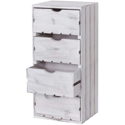 DÉCOSHOP26 - 4drawer-wood-vintage - Blanco - Chest of drawers DÉCOSHOP26 - 4drawer-wood-vintage - Blanco - Chest of drawers
