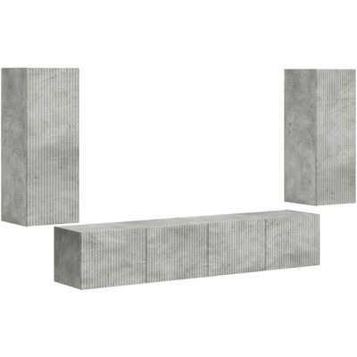 Conjunto De Mueble Para Tv De Pared 4 Uds. Gris Concreto Vidaxl Conjunto De Mueble Para Tv De Pared 4 Uds. Gris Concreto Vidaxl