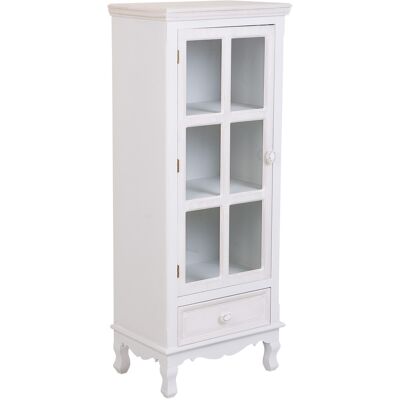 WANDERLUST DECO Vitrina De Madera Y Cristal De 1 Puerta Y 1 Cajon Blanco 48x32x120 WANDERLUST DECO Vitrina De Madera Y Cristal De 1 Puerta Y 1 Cajon Blanco 48x32x120