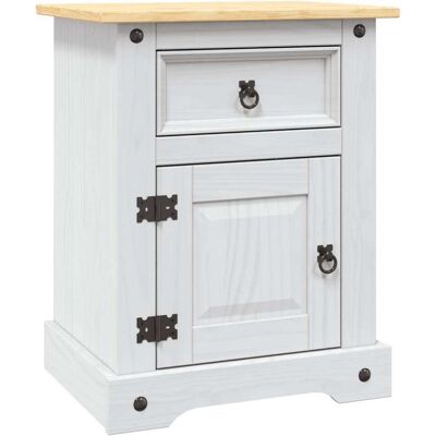 Décoshop26 - Mesita De Noche Con Cajón Y Compartimento Con Puerta 53 X 39 X 66 Cm Madera Maciza De Pino Blanco Dec033932 Décoshop26 - Mesita De Noche Con Cajón Y Compartimento Con Puerta 53 X 39 X 66 Cm Madera Maciza De Pino Blanco Dec033932