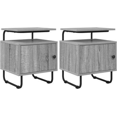 Mesa De Noche 2 Uds. Sonoma Gris Madera De Ingeniería Vidaxl Mesa De Noche 2 Uds. Sonoma Gris Madera De Ingeniería Vidaxl