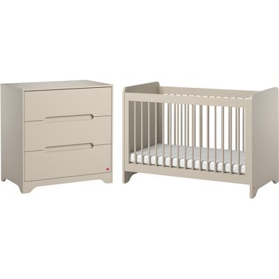 Cuna Bebé 60x120 Y Cómoda 3 Cajones Vox Ova Beige Cuna Bebé 60x120 Y Cómoda 3 Cajones Vox Ova Beige