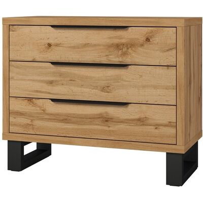 Meublorama - MILOS - OakBrutNoir - 3-drawer - Dresser Meublorama - MILOS - OakBrutNoir - 3-drawer - Dresser