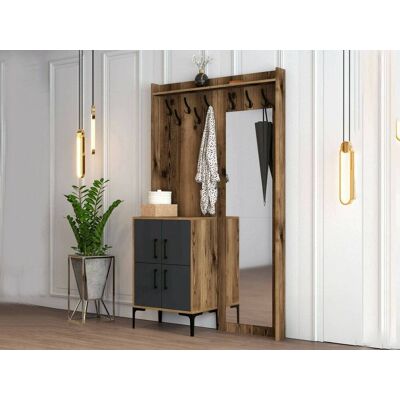 Muebles De Entrada Pollux, Entrada Para Perchas, Composición Para Atrio, Consola De Almacenamiento Multifunción, 120x35h200 Cm, Nogal Y Antracita, Con Embalaje Reforzado - Dmora Muebles De Entrada Pollux, Entrada Para Perchas, Composición Para Atrio, Consola De Almacenamiento Multifunción, 120x35h200 Cm, Nogal Y Antracita, Con Embalaje Reforzado - Dmora
