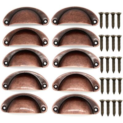 OEM 10 Tiradores Vintage Con Forma De Concha Para Cajones, Armarios Y Muebles De Cocina, Pomos De Hierro Curvados De Estilo Retro Para Puertas De Armarios, 8,2 Cm X 3,5 Cm, Cobre Rojo -crezuo OEM 10 Tiradores Vintage Con Forma De Concha Para Cajones, Armarios Y Muebles De Cocina, Pomos De Hierro Curvados De Estilo Retro Para Puertas De Armarios, 8,2 Cm X 3,5 Cm, Cobre Rojo -crezuo