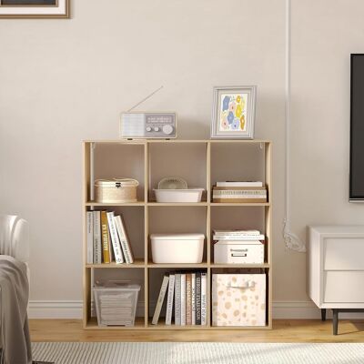 Woltu - Librería De 9 Cubos, Estantería De Madera, Armario Independiente Para Oficina Y Hogar, Color Roble Claro Woltu - Librería De 9 Cubos, Estantería De Madera, Armario Independiente Para Oficina Y Hogar, Color Roble Claro