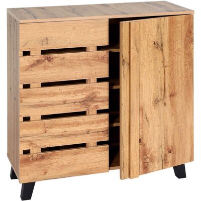 DÉCOSHOP26 Ómoda De Diseño Con Puertas Efecto Palé Mueble De Almacenamiento Madera 4 Estantes Estilo Moderno Natural 88x80x34 Cm 04001015 DÉCOSHOP26 Ómoda De Diseño Con Puertas Efecto Palé Mueble De Almacenamiento Madera 4 Estantes Estilo Moderno Natural 88x80x34 Cm 04001015