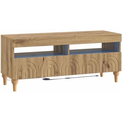 Mueble De Tv Led Roble Artisan Madera De Ingeniería Vidaxl Mueble De Tv Led Roble Artisan Madera De Ingeniería Vidaxl
