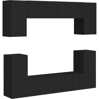 Conjunto De Mueble De Tv 5 Uds. Negro Madera De Ingeniería Vidaxl Conjunto De Mueble De Tv 5 Uds. Negro Madera De Ingeniería Vidaxl