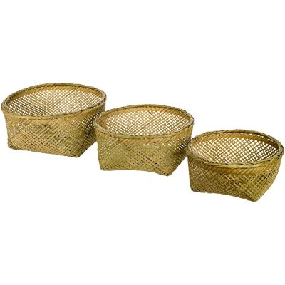 Signes Grimalt - Cestas redondas 3 unidades - Marrón - 13x29x29cm Signes Grimalt - Cestas redondas 3 unidades - Marrón - 13x29x29cm