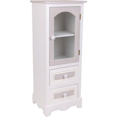 Vitrina Blanca de Madera Wanderlust Deco con 2 Cajones y 1 Puerta - Vitrina Vitrina Blanca de Madera Wanderlust Deco con 2 Cajones y 1 Puerta - Vitrina