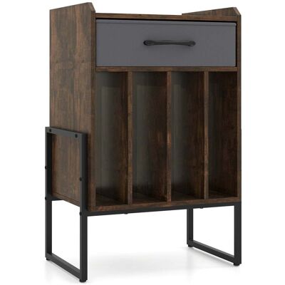 NORTHIX Soporte Para Discos De Vinilo Con 4 Estantes, Diseño Retro Marrón. NORTHIX Soporte Para Discos De Vinilo Con 4 Estantes, Diseño Retro Marrón.