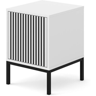 AC-DECO Mesita De Noche Ravenna F 41x40 Cm Contenedor Blanco Mate / Fresado Negro AC-DECO Mesita De Noche Ravenna F 41x40 Cm Contenedor Blanco Mate / Fresado Negro