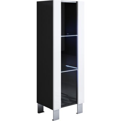 LETTIEMOBILI Vitrina Con Patas 12cm Armario Mueble De Salón Vitrina De Pared Led 1 Puerta 40x138x29cm Modelo Luke V2 Negro Y Blanco Brillo LETTIEMOBILI Vitrina Con Patas 12cm Armario Mueble De Salón Vitrina De Pared Led 1 Puerta 40x138x29cm Modelo Luke V2 Negro Y Blanco Brillo