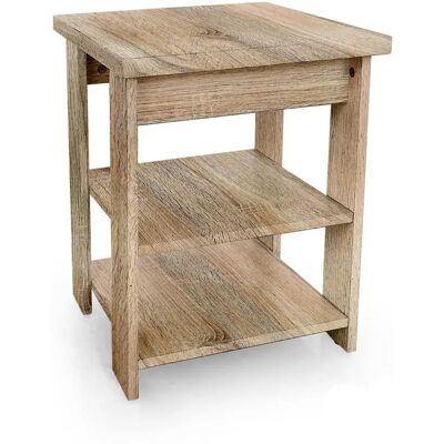 GICOS Mesita De Madera Roble 40 X 40 X 50 Cm Con 3 Estantes Abiertos GICOS Mesita De Madera Roble 40 X 40 X 50 Cm Con 3 Estantes Abiertos