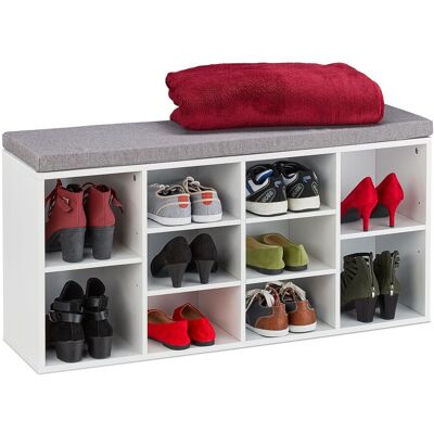 Relaxdays - Banco Zapatero Recibidor, Estantería Zapatos 10 Compartimentos, 52,5x104x30 Cm, Descalzadora Asiento, Blanco Relaxdays - Banco Zapatero Recibidor, Estantería Zapatos 10 Compartimentos, 52,5x104x30 Cm, Descalzadora Asiento, Blanco