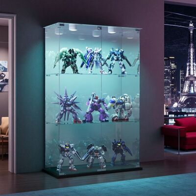OEM Vitrina De Vidrio Led, Puertas Dobles, 3 Estantes, Armario De Presentación Para Salón, Para Colección, 123 X 78 X 35cm, Negro OEM Vitrina De Vidrio Led, Puertas Dobles, 3 Estantes, Armario De Presentación Para Salón, Para Colección, 123 X 78 X 35cm, Negro
