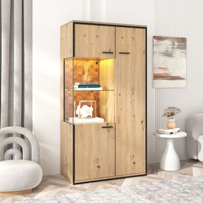 MINKUROW Vitrina Moderna Con Luces Led - 150hx78wx40dcm - Puerta De Vidrio, Estantes Versátiles, 15 Opciones De Color, Gran Espacio De Almacenamiento, Estante De Vidrio, Vitrina, Vitrina, Gabinete Con Luces, G MINKUROW Vitrina Moderna Con Luces Led - 150hx78wx40dcm - Puerta De Vidrio, Estantes Versátiles, 15 Opciones De Color, Gran Espacio De Almacenamiento, Estante De Vidrio, Vitrina, Vitrina, Gabinete Con Luces, G