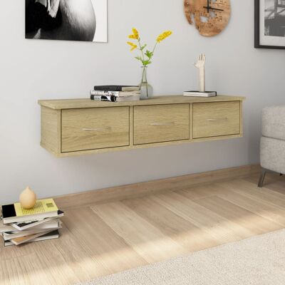 vidaXL Estantería con Cajones Montada en la Pared Roble Sonoma - Estantería con Cajones vidaXL Estantería con Cajones Montada en la Pared Roble Sonoma - Estantería con Cajones