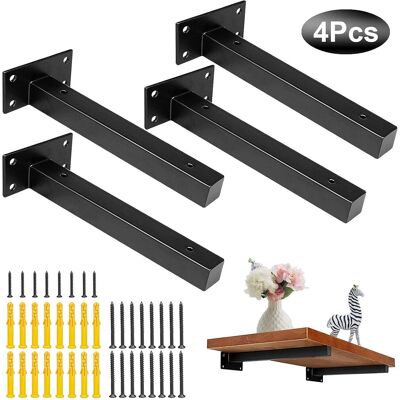 TREETALK Soportes Industriales Para Estantes De 4 Piezas, Soportes De Pared Retro Para Estantes, Soportes Metálicos Para Estantes Con Tornillos, Brida Para Estante De Pared, Acero Inoxidable Negro (250 Mm/10 P TREETALK Soportes Industriales Para Estantes De 4 Piezas, Soportes De Pared Retro Para Estantes, Soportes Metálicos Para Estantes Con Tornillos, Brida Para Estante De Pared, Acero Inoxidable Negro (250 Mm/10 P