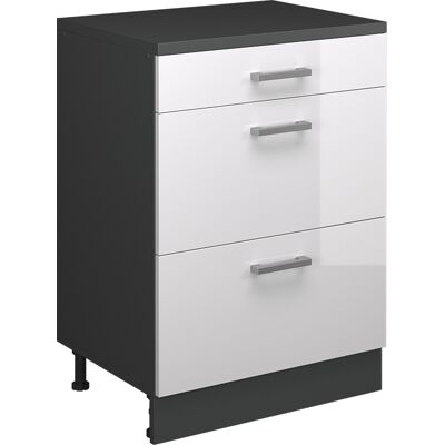Cómoda De Ampliación Rion, Blanco Alto Brillo/antracita, 60 X 46 Cm Sin Inclinación Con 3 Cajones, Vicco Cómoda De Ampliación Rion, Blanco Alto Brillo/antracita, 60 X 46 Cm Sin Inclinación Con 3 Cajones, Vicco