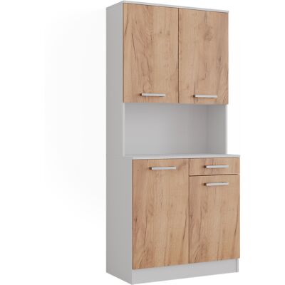 Aparador De Cocina Raul, Roble Blanco/dorado, 83.6 X 188.5 Cm Con 4 Puertas Y 1 Cajón, Vicco Aparador De Cocina Raul, Roble Blanco/dorado, 83.6 X 188.5 Cm Con 4 Puertas Y 1 Cajón, Vicco