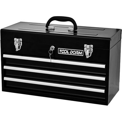 Chicfurn Caja De Herramientas De Metal 51,5 X 23,1 X 30 Cm Negra, 3 Cajones, Con Cierre Chicfurn Caja De Herramientas De Metal 51,5 X 23,1 X 30 Cm Negra, 3 Cajones, Con Cierre