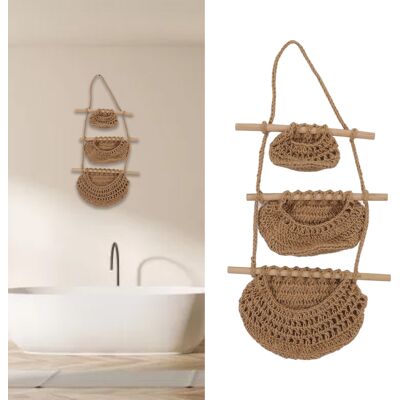 OEM Cesta Colgante De Tres Niveles Para Pared, Hecha De Cuerda De Cáñamo Y Madera, Para Almacenamiento Y Decoración – Caja De Frutas, 379 G, Ecológica, Producto Artesanal. OEM Cesta Colgante De Tres Niveles Para Pared, Hecha De Cuerda De Cáñamo Y Madera, Para Almacenamiento Y Decoración – Caja De Frutas, 379 G, Ecológica, Producto Artesanal.
