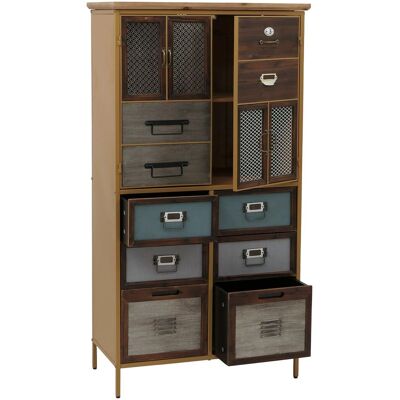 DÉCOSHOP26 Ómoda Estilo Boticario Aparador Con 6 Cajones Y 2 Puertas Mueble Vintage Shabby Chic 136x73x35 Cm Mdf Azul Aspecto Metal 04000913 DÉCOSHOP26 Ómoda Estilo Boticario Aparador Con 6 Cajones Y 2 Puertas Mueble Vintage Shabby Chic 136x73x35 Cm Mdf Azul Aspecto Metal 04000913