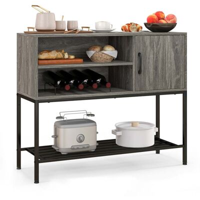 HELLOSHOP26 Aparador/mueble Bar/cafetería 100 X 35 X 83 Cm Con Botelleros Extraíbles Estilo Industrial Mdf Gris 200010817 HELLOSHOP26 Aparador/mueble Bar/cafetería 100 X 35 X 83 Cm Con Botelleros Extraíbles Estilo Industrial Mdf Gris 200010817