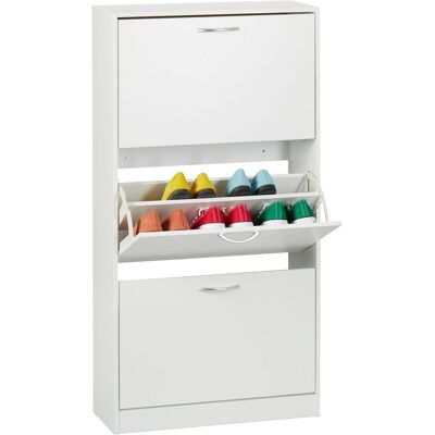 Relaxdays - Zapatero, Mueble 18 Pares De Zapatos Ultrafino, 3 Compartimentos Basculantes, 116 X 60 X 24 Cm, Blanco Relaxdays - Zapatero, Mueble 18 Pares De Zapatos Ultrafino, 3 Compartimentos Basculantes, 116 X 60 X 24 Cm, Blanco