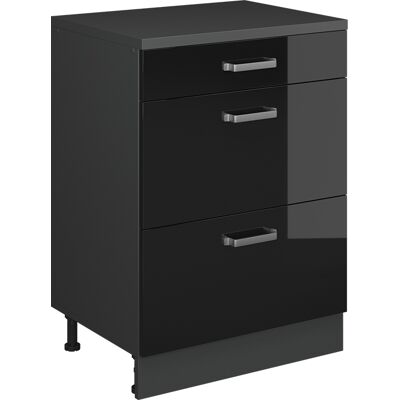 Cómoda De Ampliación Rion, Negro Brillo Intenso/antracita, 60 X 46 Cm Sin Inclinación Con 3 Cajones, Vicco Cómoda De Ampliación Rion, Negro Brillo Intenso/antracita, 60 X 46 Cm Sin Inclinación Con 3 Cajones, Vicco