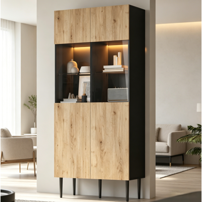 Mueble Vitrina Con Led 80x35x180 Cm Mdf Okmyhome Mueble Vitrina Con Led 80x35x180 Cm Mdf Okmyhome