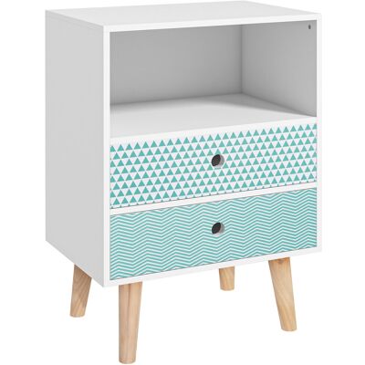 Mesita de Noche Homcom Azul y Blanco - 45x30x65cm Mesita de Noche Homcom Azul y Blanco - 45x30x65cm