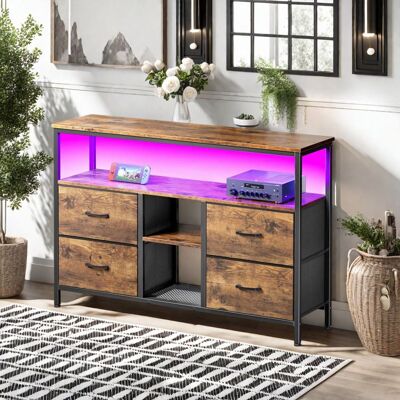 OEM Mueble De Tv Led De Salón - Estilo Retro - Madera - Paneles De Partículas - 4 Cajones - Mueble De Almacenamiento - 108x29x78 Cm - Marrón OEM Mueble De Tv Led De Salón - Estilo Retro - Madera - Paneles De Partículas - 4 Cajones - Mueble De Almacenamiento - 108x29x78 Cm - Marrón