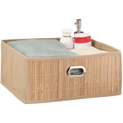 RELAXDAYS 10 Cestos Almacenaje Bambú, Cesta Cuadrada Tela Baño, Caja Estante, 14 X 31 X 31 Cm, Plegable, Marrón Natural RELAXDAYS 10 Cestos Almacenaje Bambú, Cesta Cuadrada Tela Baño, Caja Estante, 14 X 31 X 31 Cm, Plegable, Marrón Natural