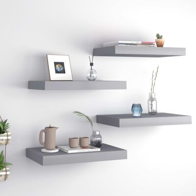 vidaXL 4 estantes flotantes grises 40x23x3,8 cm MDF vidaXL 4 estantes flotantes grises 40x23x3,8 cm MDF