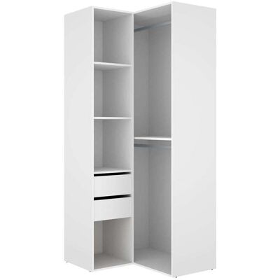 DKT Vestidor De Rincón Reus 2 Cajones, Estantes Y Trasera Reversible En Blanco/natural, 204.5cm(alto) 84.5cm(ancho) 104.5cm(fondo) DKT Vestidor De Rincón Reus 2 Cajones, Estantes Y Trasera Reversible En Blanco/natural, 204.5cm(alto) 84.5cm(ancho) 104.5cm(fondo)