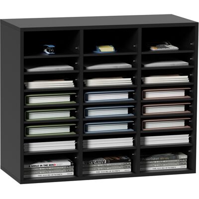 Vevor Organizador De Literatura De Madera Aglomerado Estante De Almacenamiento De Documentos De 24 Compartimentos 73,7x30,5x62 Cm Clasificador De Literatura Con Estantes Ajustables Para Oficina, Negro Vevor Organizador De Literatura De Madera Aglomerado Estante De Almacenamiento De Documentos De 24 Compartimentos 73,7x30,5x62 Cm Clasificador De Literatura Con Estantes Ajustables Para Oficina, Negro