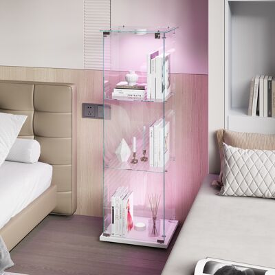 SOLKVUNZA Vitrina 39,8 X 35 X 123,3 Cm Con Iluminación Led Y Cerradura, Armario Expositor De 3 Niveles Para Salón Y Oficina, Metal Y Vidrio Templado, Blanco SOLKVUNZA Vitrina 39,8 X 35 X 123,3 Cm Con Iluminación Led Y Cerradura, Armario Expositor De 3 Niveles Para Salón Y Oficina, Metal Y Vidrio Templado, Blanco